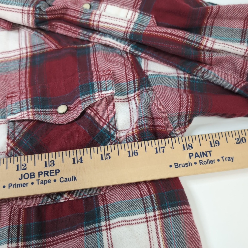 Ariat Retro Fit Flannel Men's Small Plaid‎ Hillsboro Pearl Snap Long Sleeve - Picture 3 of 7
